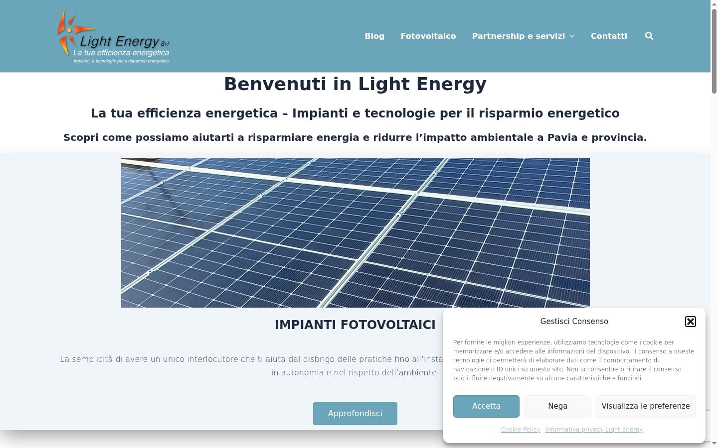 Screenshot del banner di consenso mostrato prima di qualsiasi interazione