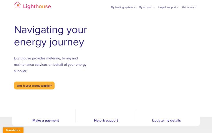 Snímek obrazovky lighthouse-energy.co.uk