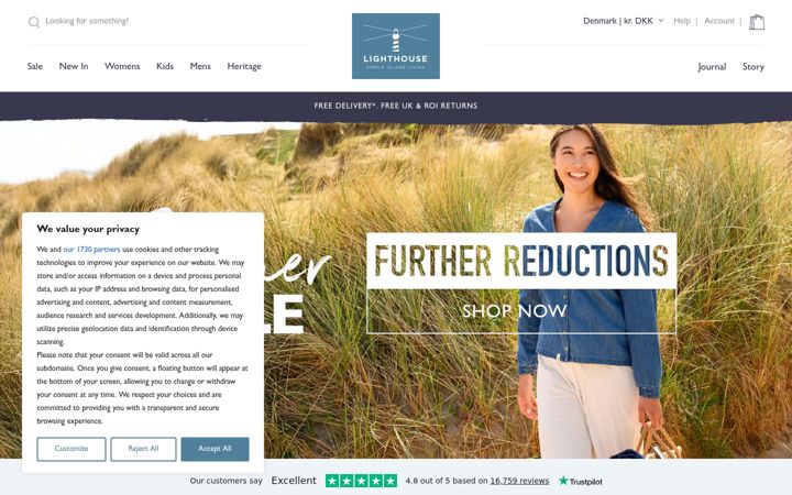 Screenshot of lighthouseclothing.co.uk