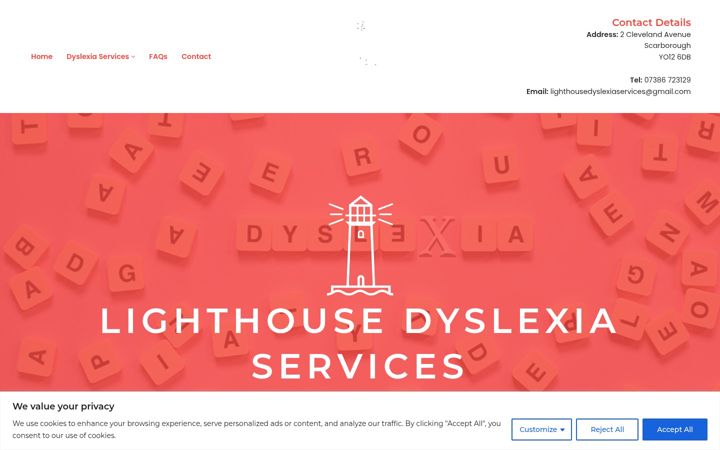 Screenshot of lighthousedyslexia.co.uk