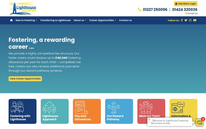 Screenshot of lighthousefostering.co.uk