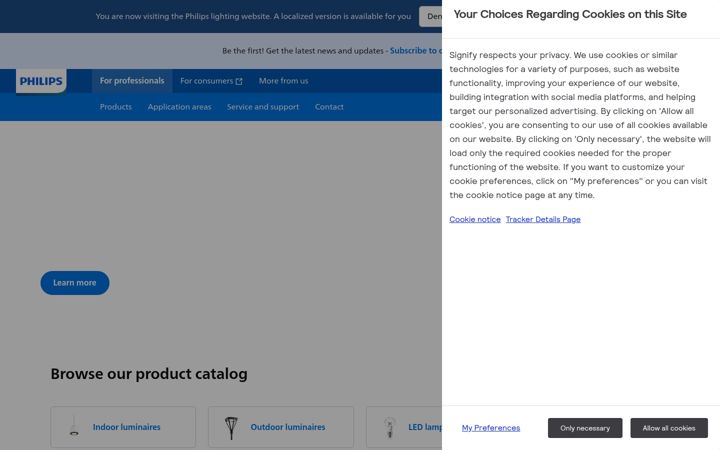 Screenshot of lighting.philips.com