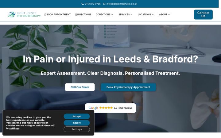 Screenshot of lightjointsphysio.co.uk