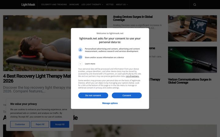 Screenshot of lightmask.net