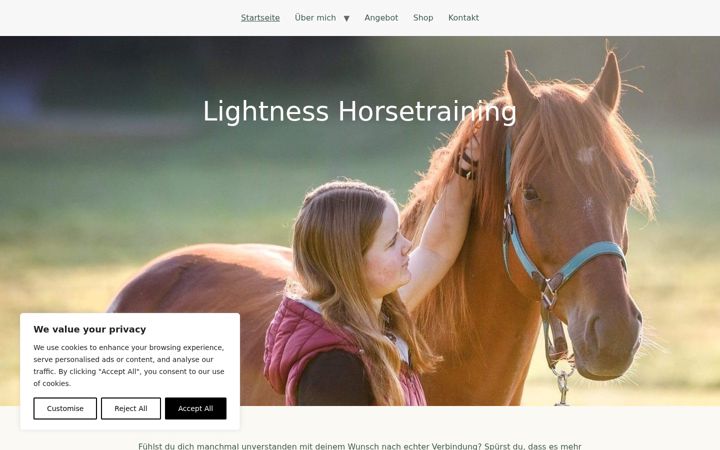 Screenshot of lightness-horsetraining.ch