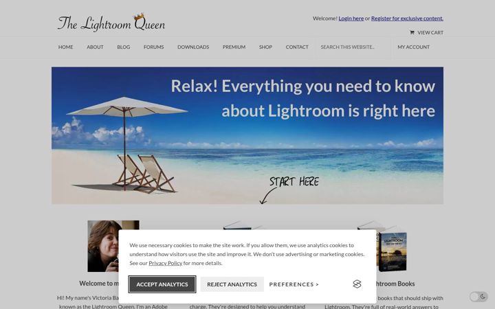 Screenshot of lightroomqueen.com