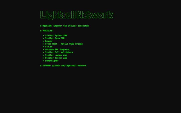 Screenshot of lightsail.network
