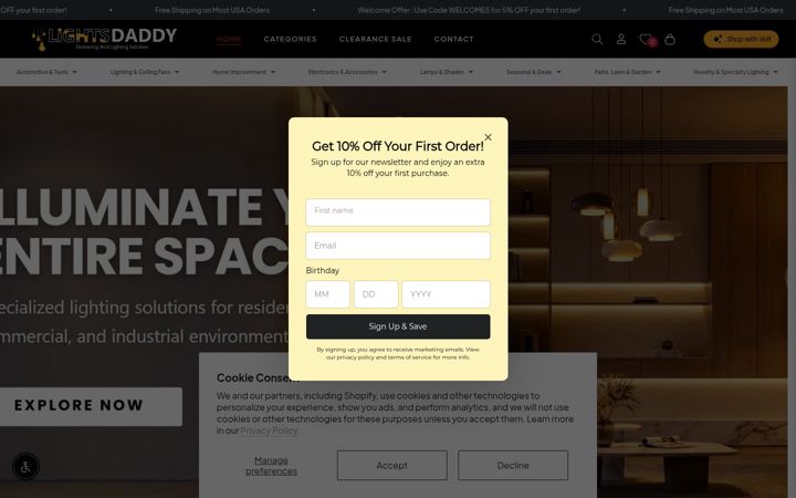 Screenshot του lightsdaddy.com