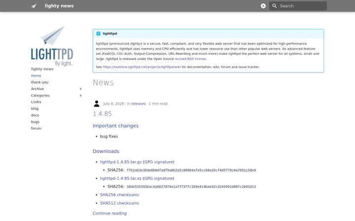 Screenshot von lighttpd.net