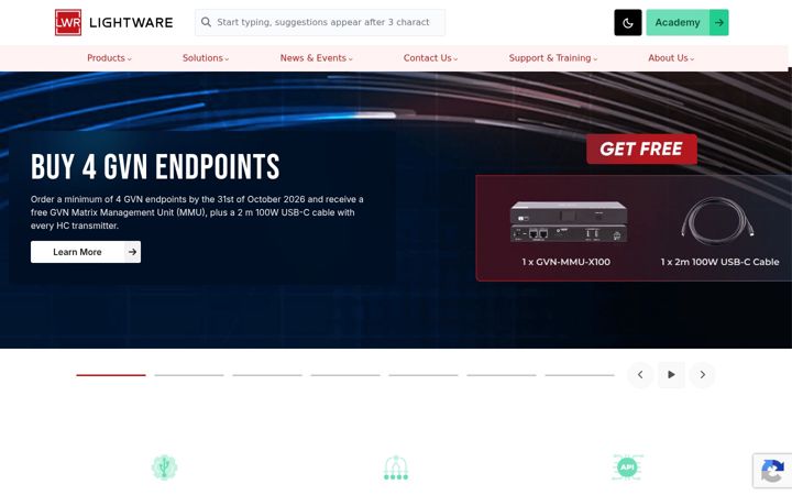 Screenshot of lightware.com
