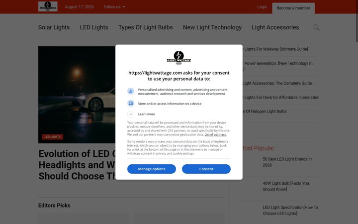 Screenshot of lightwattage.com