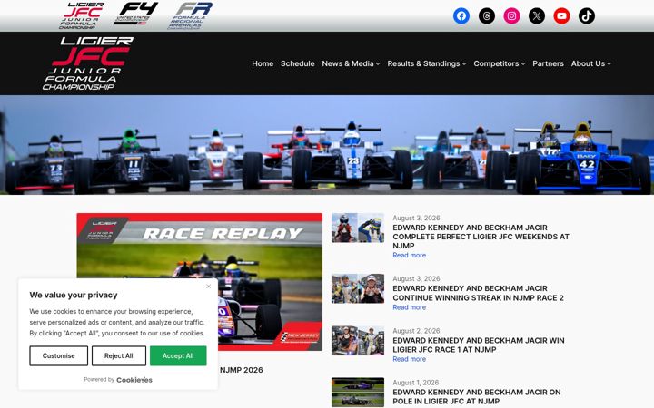 Screenshot of ligierjuniorformulachampionship.com
