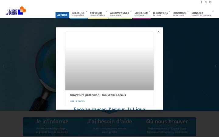 Screenshot of ligue-cancer33.fr