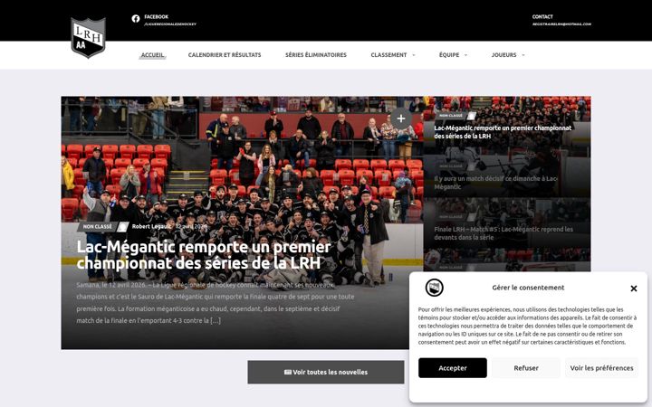 Screenshot of liguehockeyregionale.com