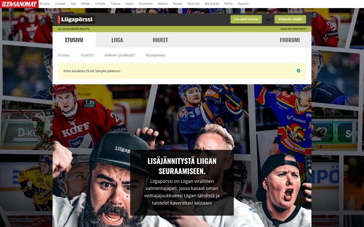 Screenshot of liigaporssi.fi