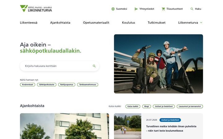 Screenshot of liikenneturva.fi