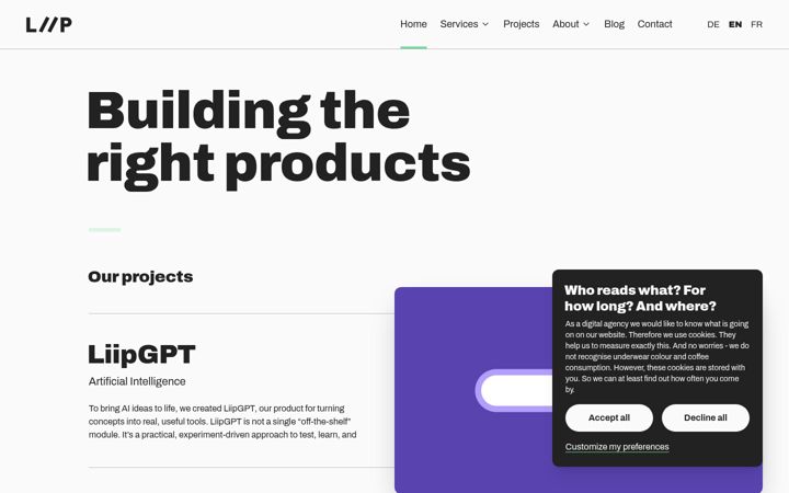 Screenshot of liip.ch