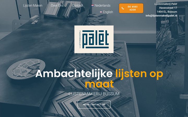 Screenshot of lijstenmakerijpalet.nl