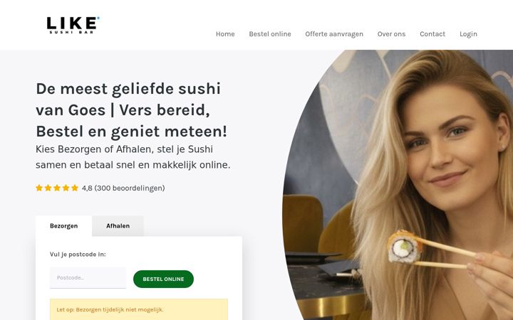 Screenshot of likesushi.nl