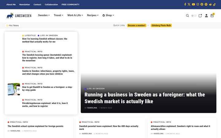 Screenshot of likesweden.com