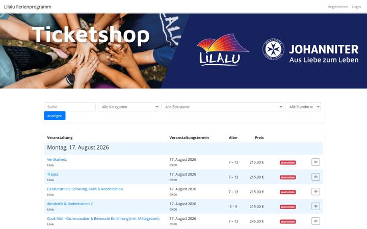 Screenshot of lilalu-ticketshop.de