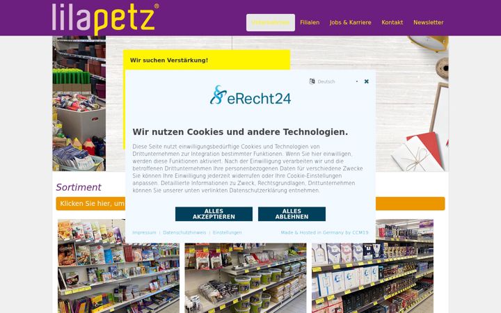 Screenshot of lilapetz.de