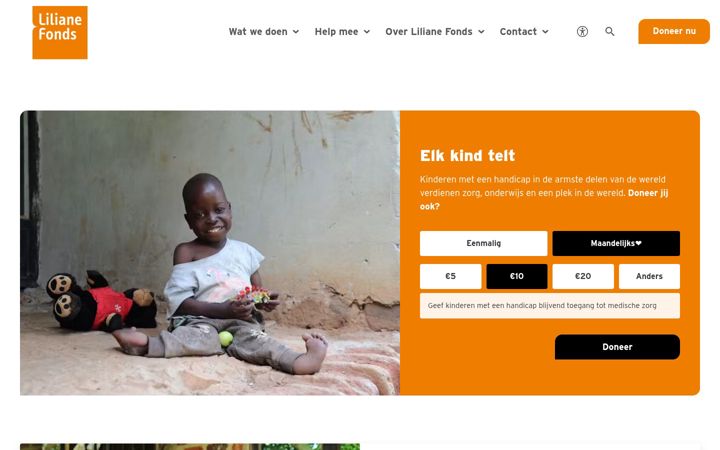 Screenshot of lilianefonds.nl
