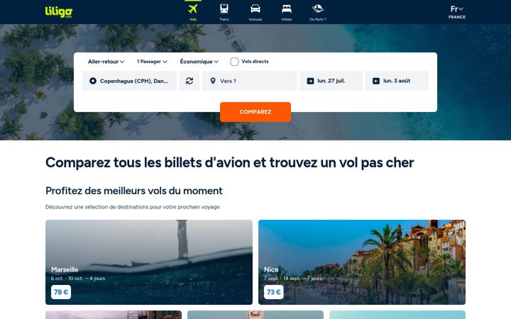 Screenshot of liligo.fr
