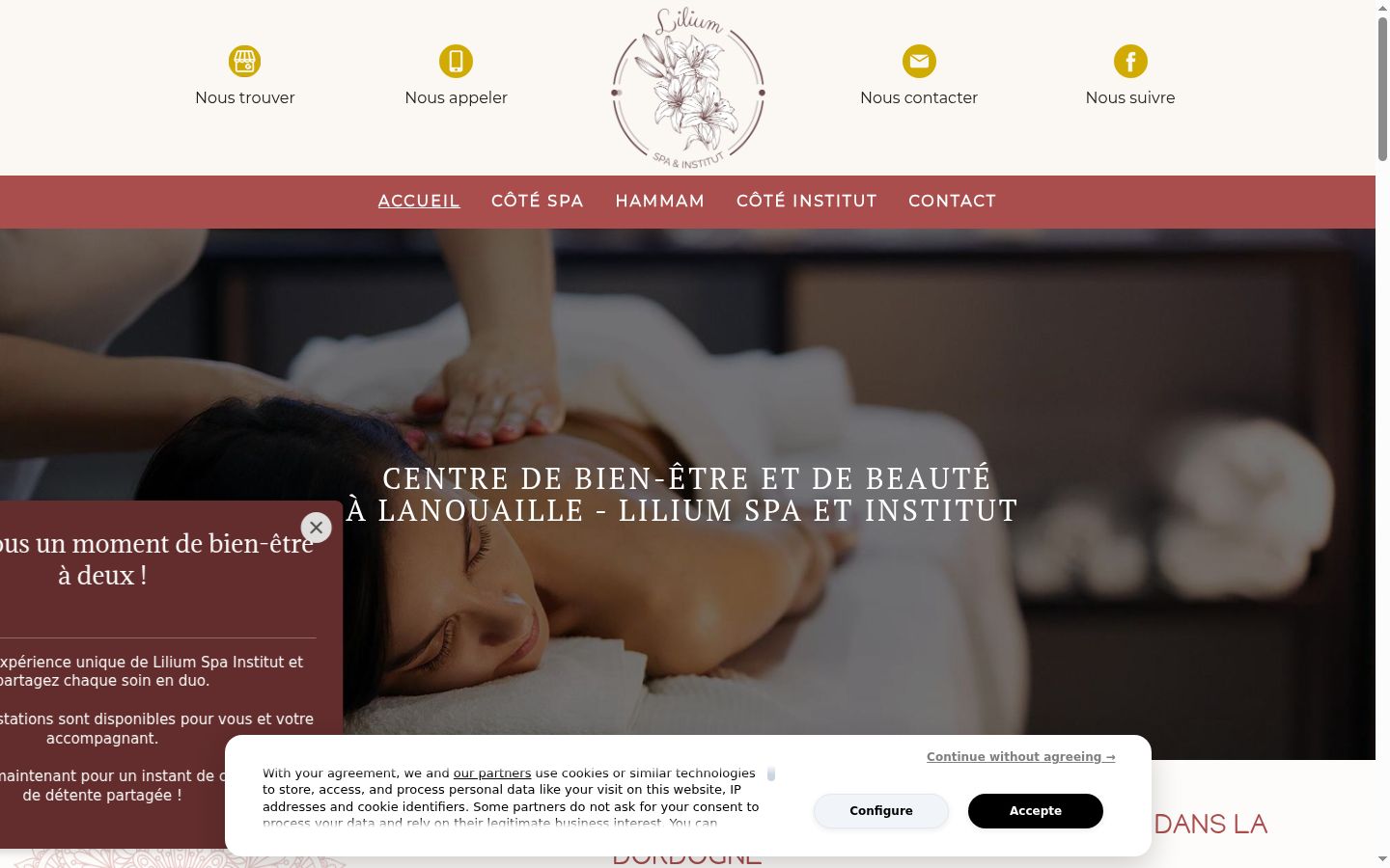 Capture d'écran de la bannière de consentement affichée avant toute interaction
