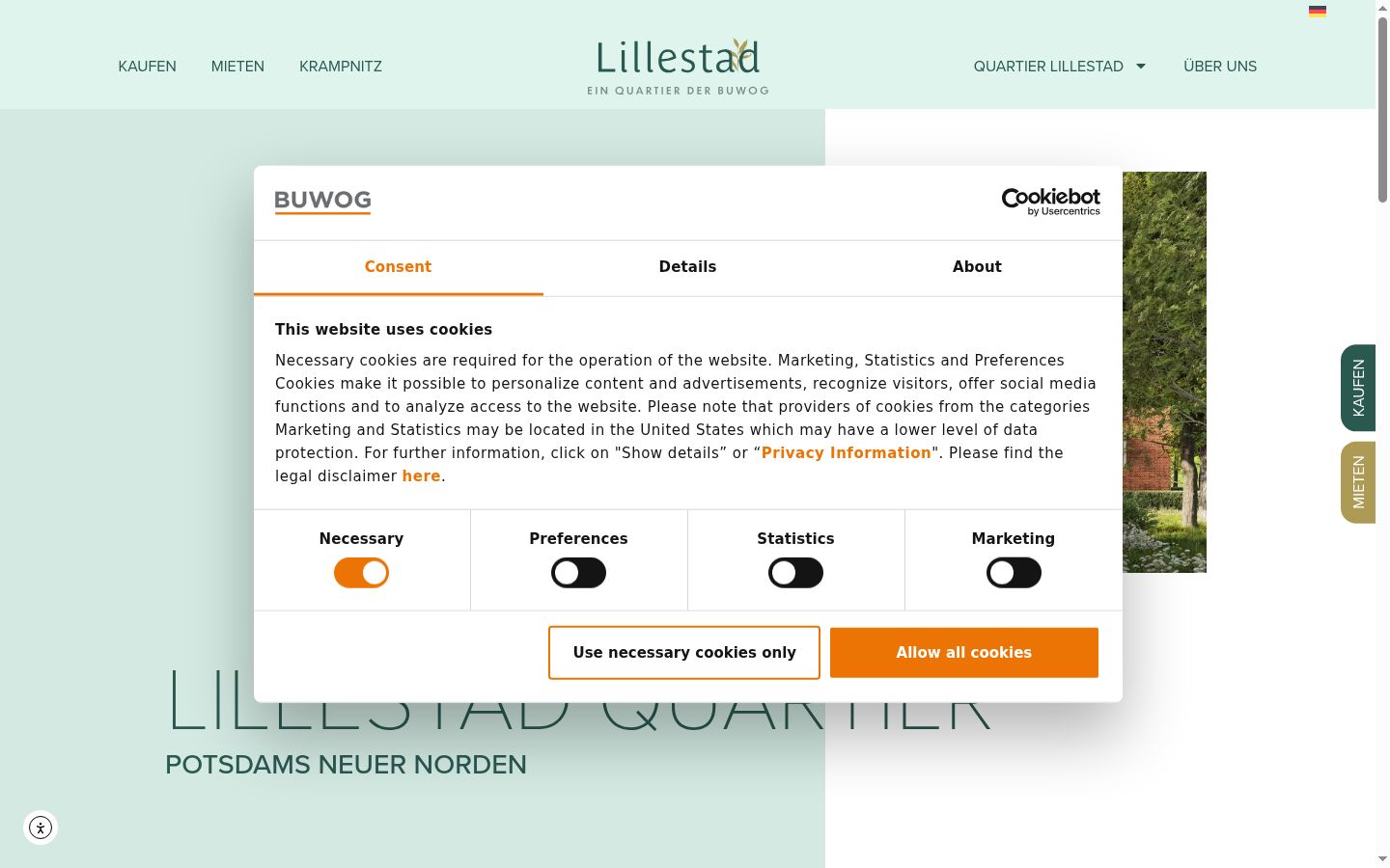 Screenshot tal-banner tal-kunsens muri qabel kwalunkwe interazzjoni