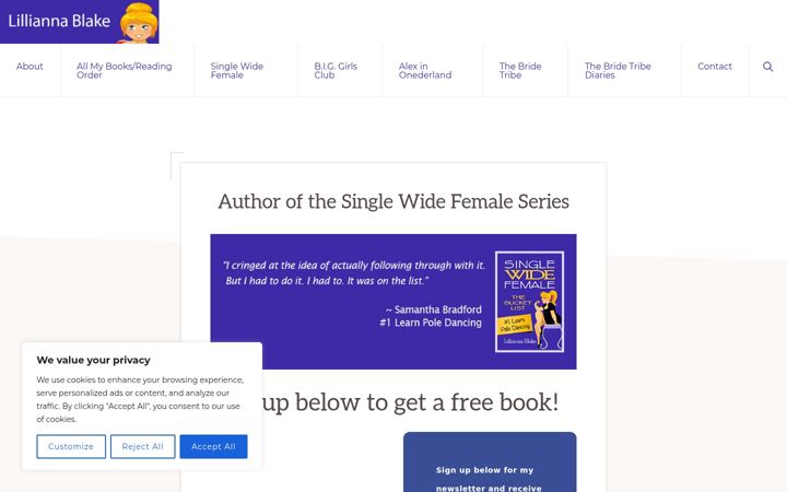 Screenshot of lilliannablake.com