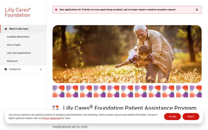 Screenshot of lillycares.com