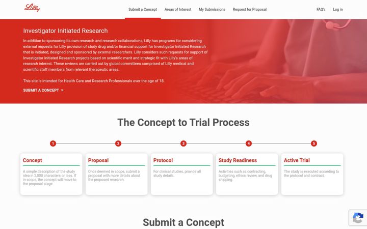 Captura de ecrã de lillyinvestigatorresearch.com