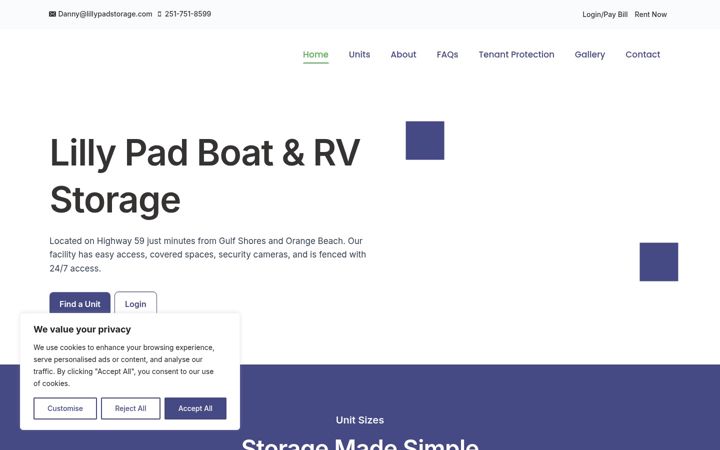 Screenshot of lillypadstorage.com