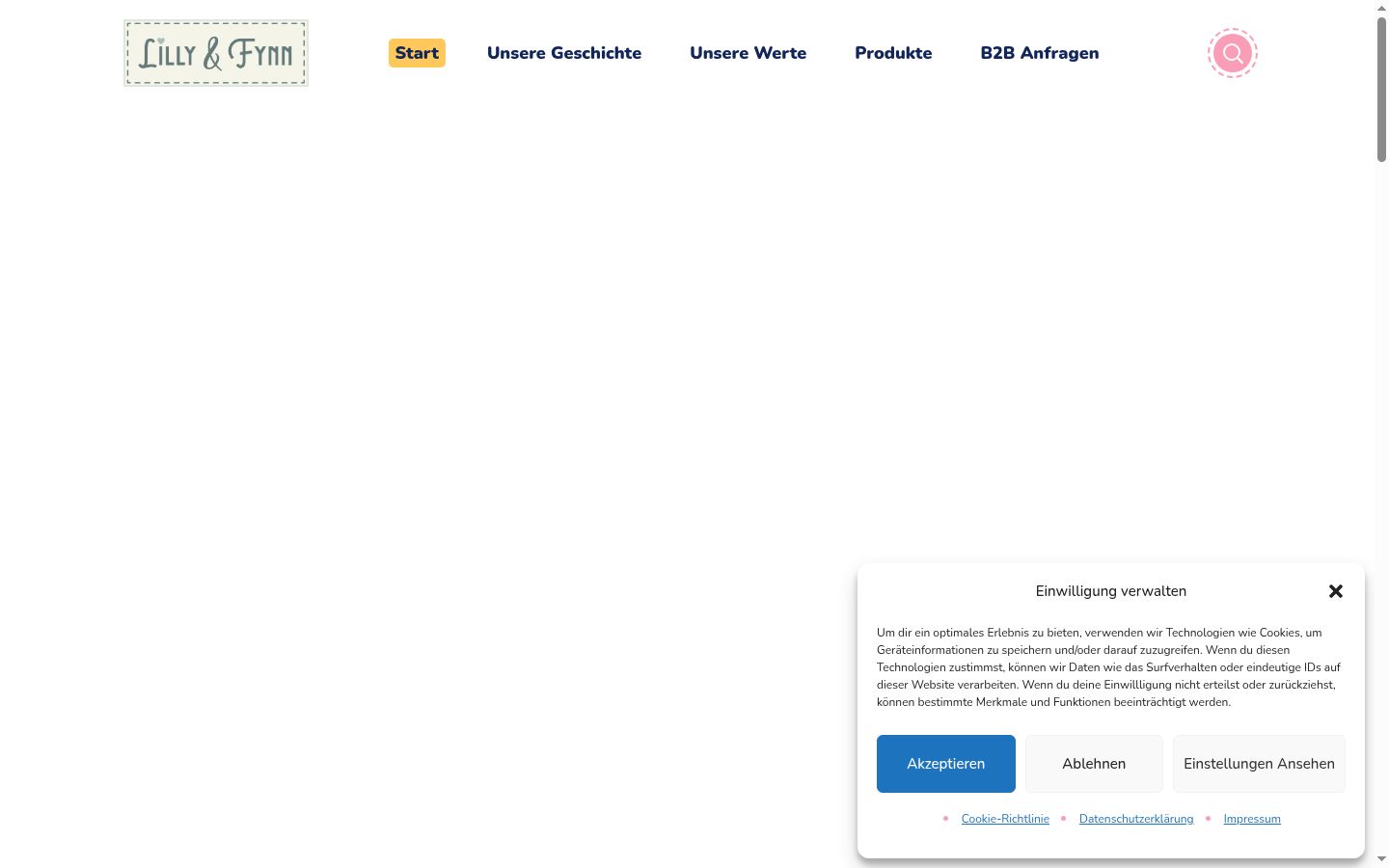 Screenshot del banner di consenso mostrato prima di qualsiasi interazione