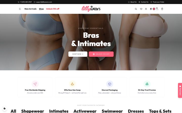 Screenshot of lillywears.com