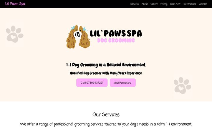 Screenshot of lilpawsspa.co.uk