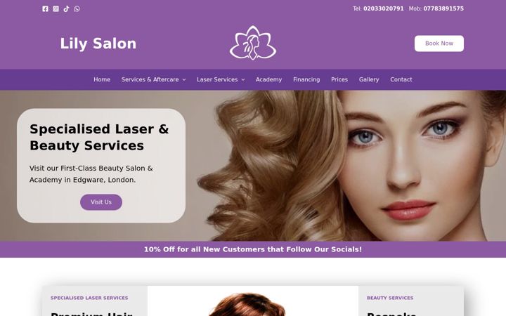 Screenshot of lilysalon.co.uk
