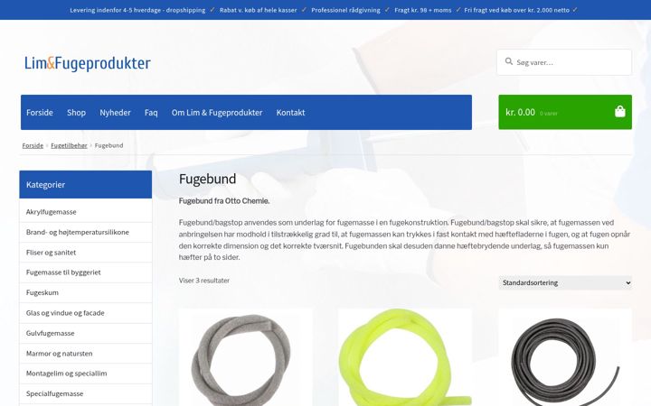 Screenshot ta' lim-fugeprodukter.dk
