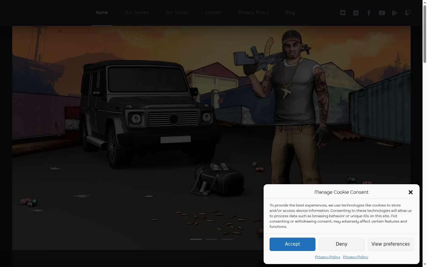 Screenshot του banner συγκατάθεσης που εμφανίστηκε πριν από οποιαδήποτε αλληλεπίδραση