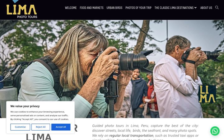 Screenshot of limaphototours.com