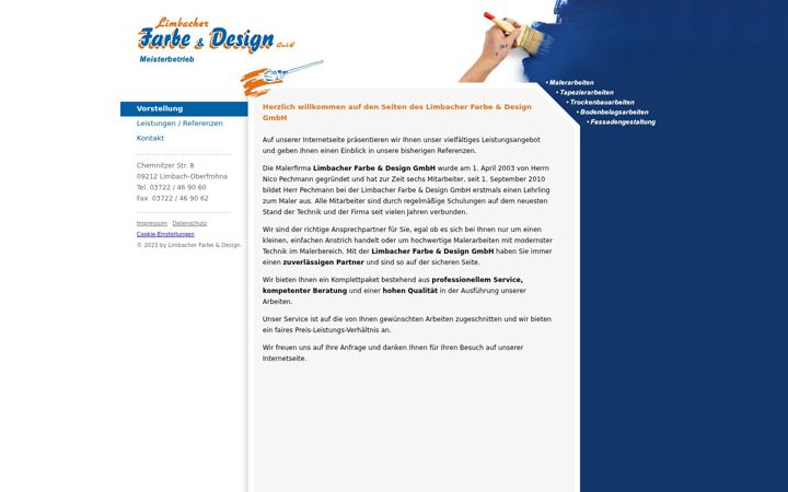 Screenshot of limbacher-farbe-design.de