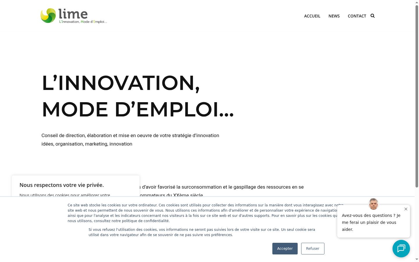 Screenshot del banner di consenso mostrato prima di qualsiasi interazione