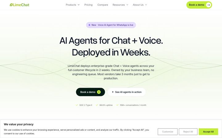Screenshot of limechat.ai