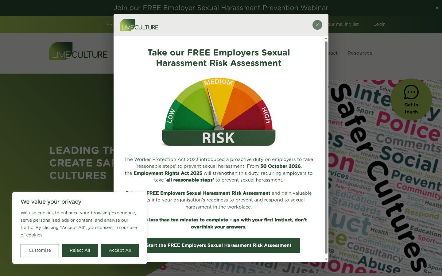 Screenshot of the consent banner shown before any interaction