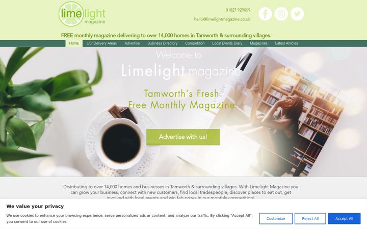 Screenshot of limelightmagazine.co.uk