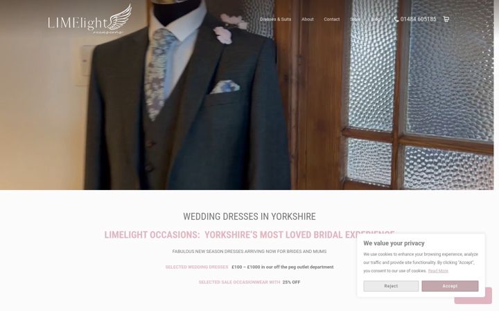 Screenshot of limelightoccasions.co.uk