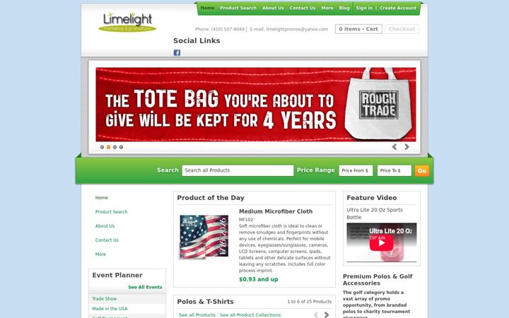 Screenshot of limelightpromos.com