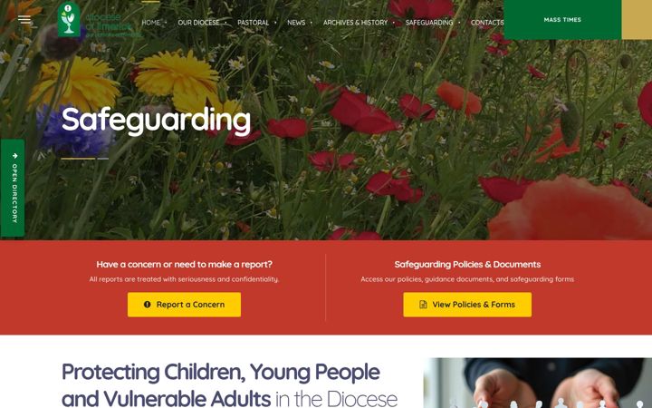 Screenshot of limerickdiocesesafeguarding.com