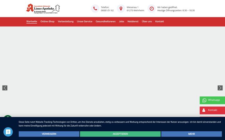 Screenshot of limes-apotheke-wehrheim.de